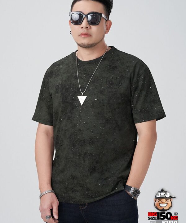 Áo thun tay ngắn logo mặt cười in nổi họa tiết galaxy chấm nhỏ lấp lánh 2