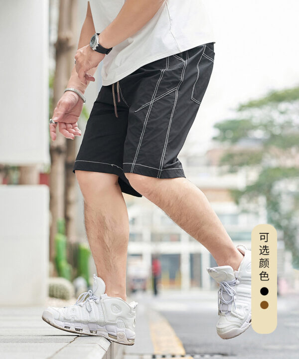 Alternative view of Quần ngắn thun cotton dù họa tiết chỉ nổi ngang gối cá tính