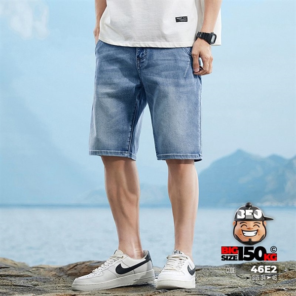 Quần ngắn Jean lưng thắc basic icon denim