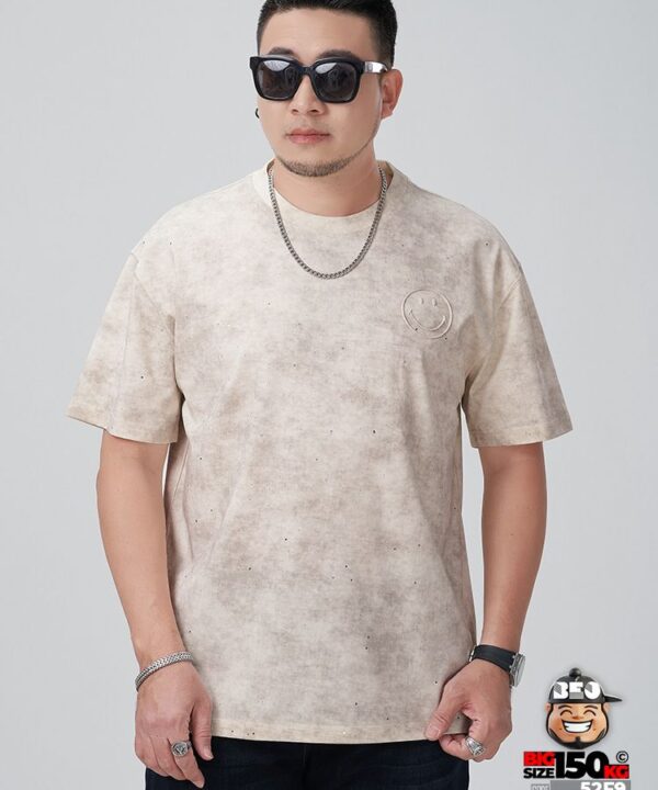 Áo thun tay ngắn logo mặt cười in nổi họa tiết galaxy chấm nhỏ lấp lánh 1