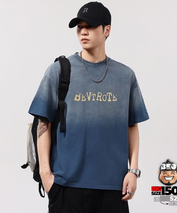 Áo Thun Tay Ngắn Cotton Gradient BEVTROTE Mềm Mại Retro Style 1