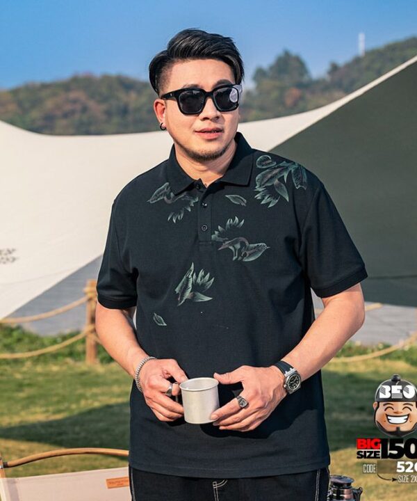 Áo thun tay ngắn Polo họa tiết lá rơi quanh vai 9 Áo thun tay ngắn Polo họa tiết lá rơi quanh vai 4