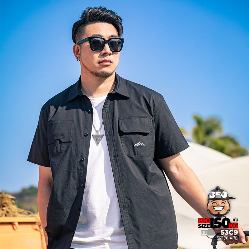 Áo sơ mi tay ngắn cotton phối túi kiểu icon mountain phong cách tối giản 2 Áo sơ mi tay ngắn cotton phối túi kiểu icon mountain phong cách tối giản - Ảnh 2