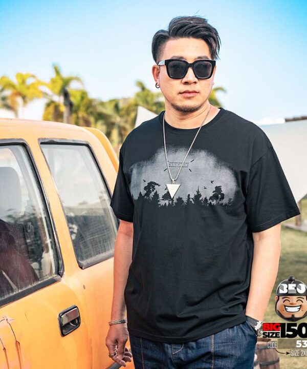 Áo thun tay ngắn vải cotton họa tiết silhouette rừng cây freedom style 8 Áo thun tay ngắn vải cotton họa tiết silhouette rừng cây freedom style 3