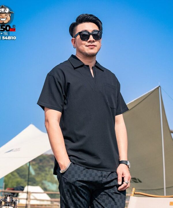 Áo thun tay ngắn Polo cotton cổ hỡ V style phối túi tide band 8 Áo thun tay ngắn Polo cotton cổ hỡ V style phối túi tide band 3