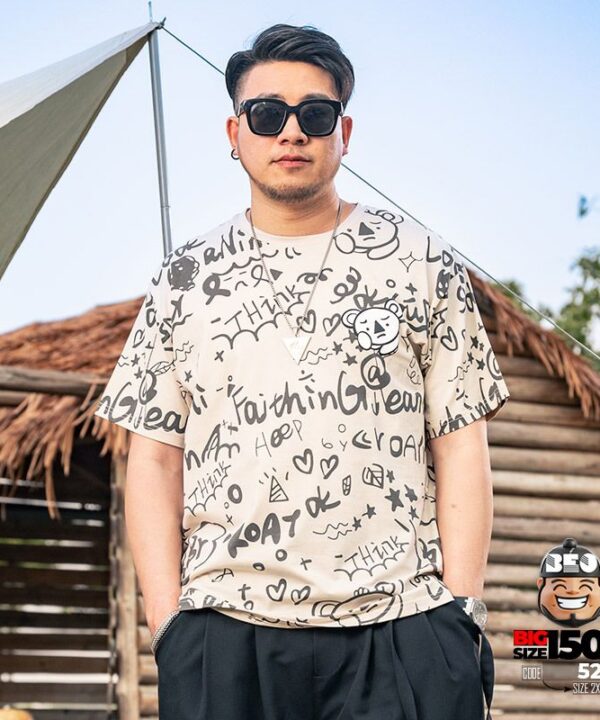 Áo thun tay ngắn in full họa tiết gấu graffiti streetwear style 9 Áo thun tay ngắn in full họa tiết gấu graffiti streetwear style 4