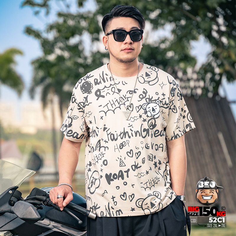 Áo thun tay ngắn in full họa tiết gấu graffiti streetwear style 1 Áo thun tay ngắn in full họa tiết gấu graffiti streetwear style
