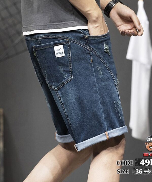 Quần ngắn jean túi hợp phối các khối túi wax rách nhẹ cá tính 1