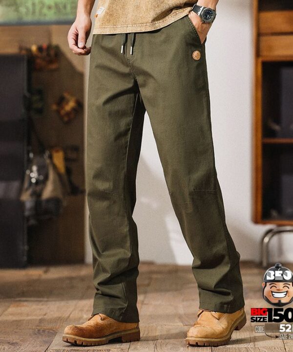 Quần dài kaki lưng thun Cargo ống suông co giãn nhẹ 2