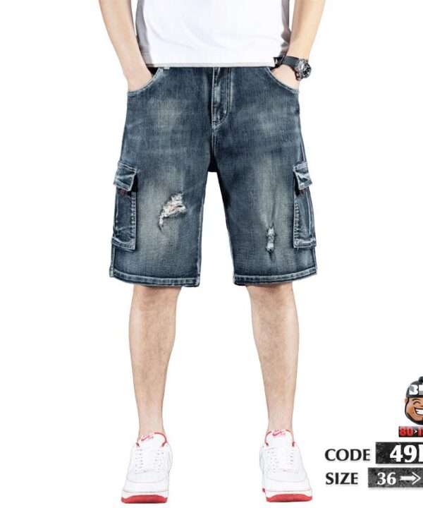 Quần ngắn jean túi hợp wax rách chỉ xéo cá tính 4