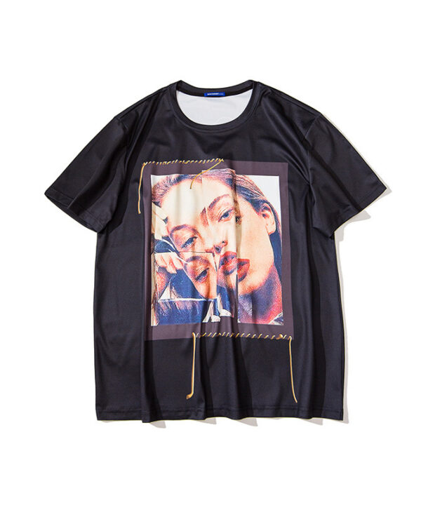 Áo thun tay ngắn hình cô gái trong những mãnh gương