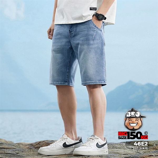Quần ngắn Jean lưng thắc basic icon denim 5 Quần ngắn Jean lưng thắc basic icon denim - Ảnh 5