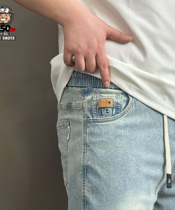 Quần dài jean suông lưng thun wax retro co giãn 4