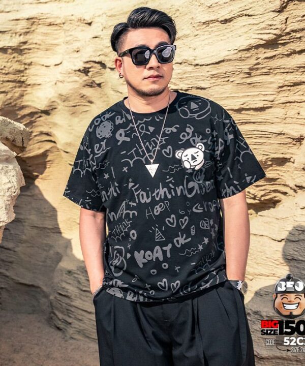 Alternative view of Áo thun tay ngắn in full họa tiết gấu graffiti streetwear style