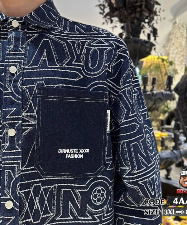 Áo khoác jean kiểu typogarphic words phối túi 8 Áo khoác jean kiểu typogarphic words phối túi 3