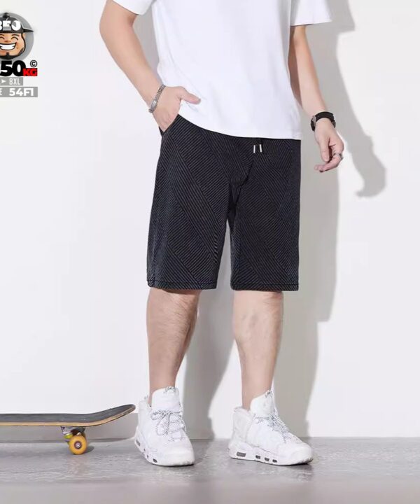 Alternative view of Quần ngắn jean cotton họa tiết chất liệu vải kẻ xiêng cá tính