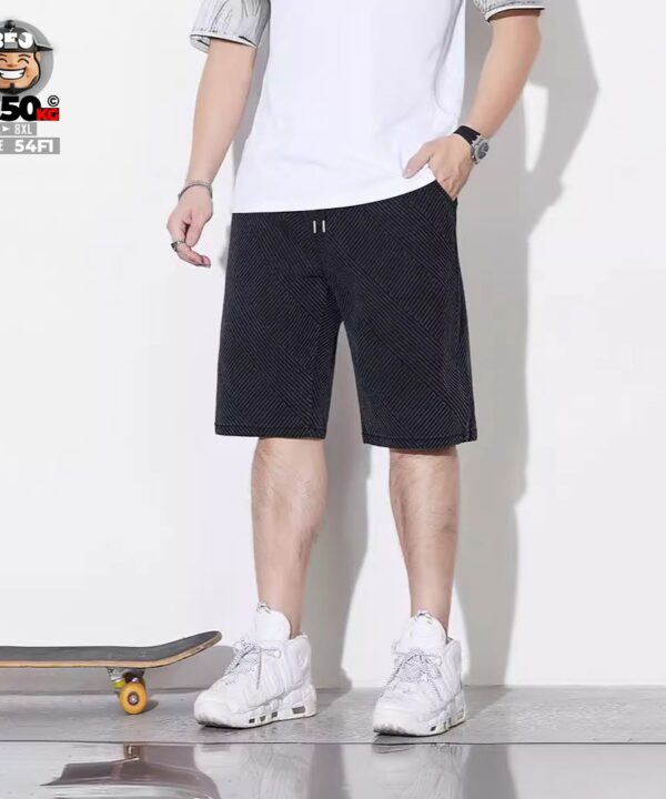 Quần ngắn jean cotton họa tiết chất liệu vải kẻ xiêng cá tính 4