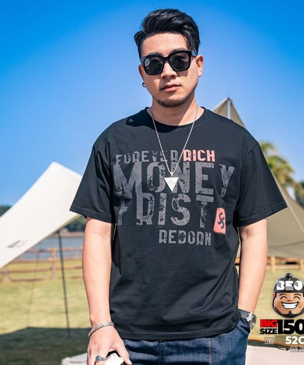 Alternative view of Áo thun tay ngắn in chữ Money Frist AL Rich trước và sau áo