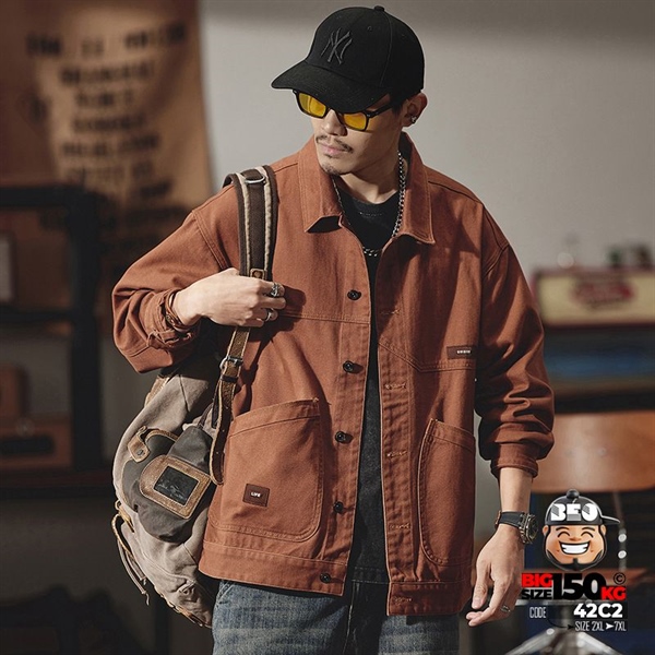 Áo khoác sơ mi phối túi 2 bên dưới phong cách retro