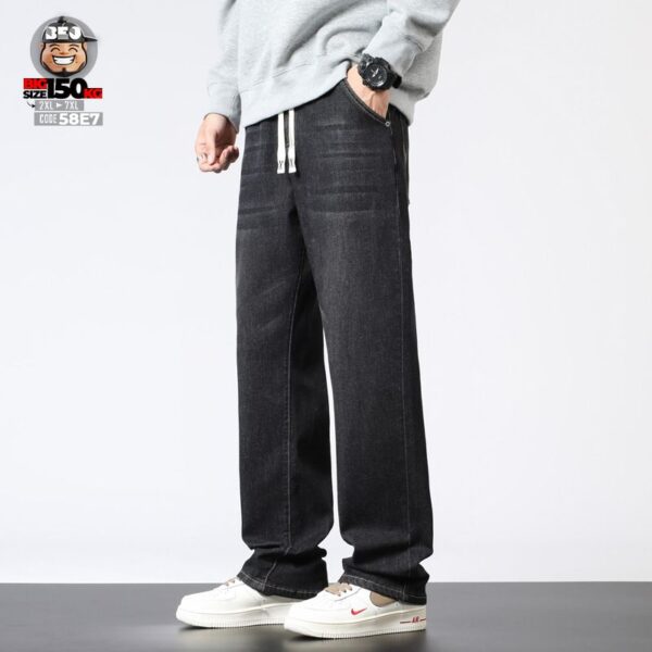 Quần dài Jean denim cotton ống rộng lưng kết hợp basic wash style 15