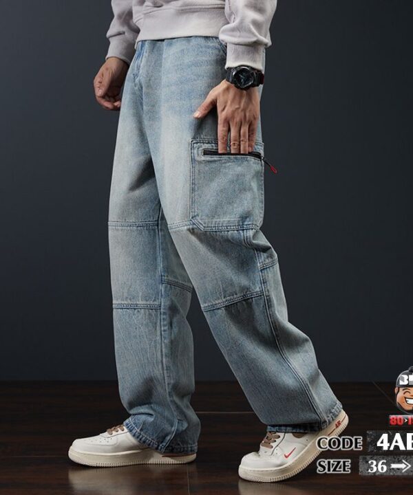 Quần dài jean baggy chỉ nổi phối túi cá tính 9 Quần dài jean baggy chỉ nổi phối túi cá tính 4