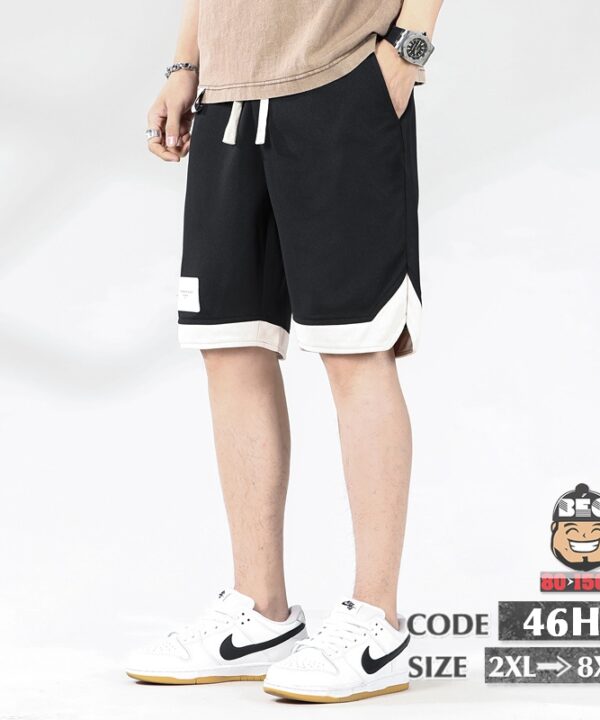 Quần ngắn thun ráp ống cá tính bảng vuông ở đùi