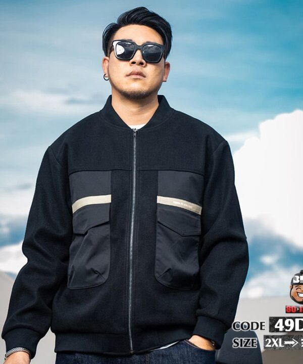 Áo khoác bomber kiểu ráp phối túi trước áo kèm viền sau phong cách