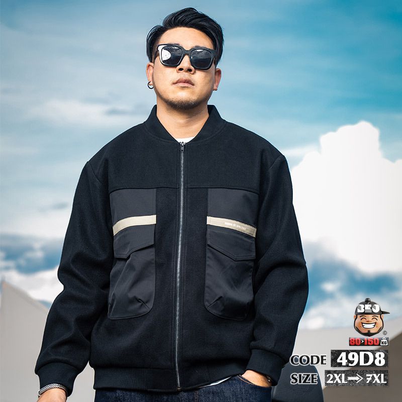 Áo khoác bomber kiểu ráp phối túi trước áo kèm viền sau phong cách 1 Áo khoác bomber kiểu ráp phối túi trước áo kèm viền sau phong cách