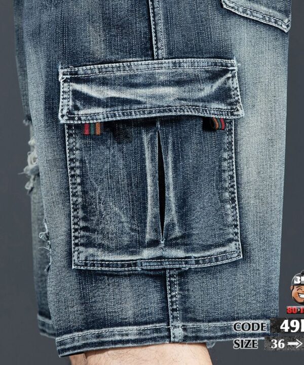 Quần ngắn jean túi hợp wax rách chỉ xéo cá tính 2