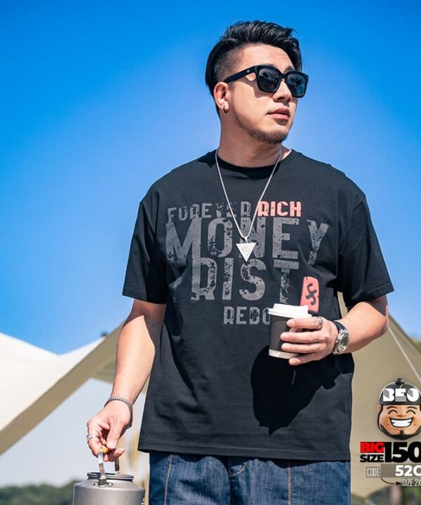 Áo thun tay ngắn in chữ Money Frist AL Rich trước và sau áo 7 Áo thun tay ngắn in chữ Money Frist AL Rich trước và sau áo 2
