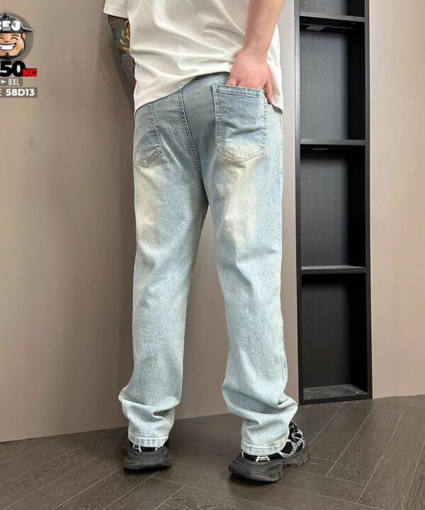 Quần dài jean suông lưng thun wax retro co giãn 3