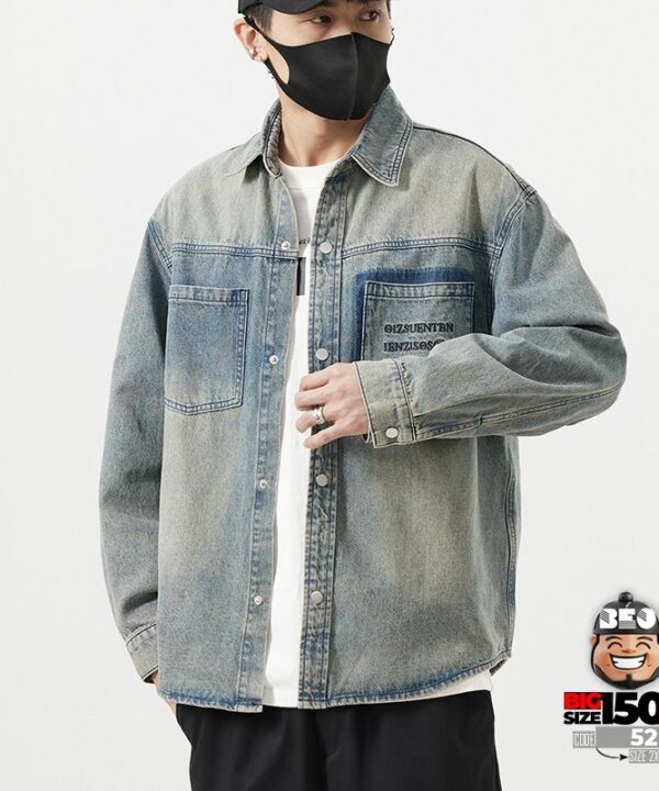 Áo khoác sơ mi Rustic Vibe denim phong cách Vintage Retro 2