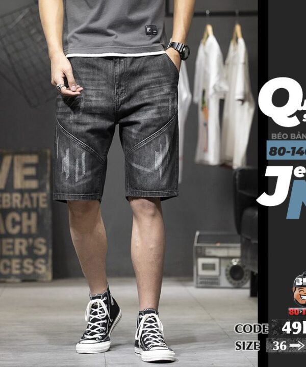 Quần ngắn jean kiểu wax mèo cào phối chỉ nổi tạo chữ V 7 Quần ngắn jean kiểu wax mèo cào phối chỉ nổi tạo chữ V 2