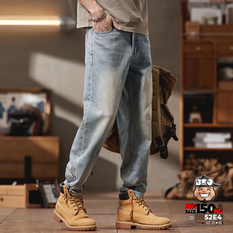 Quần dài jean thun giãn nhẹ wash bạc loang mạnh phong cách old school 3 Quần dài jean thun giãn nhẹ wash bạc loang mạnh phong cách old school - Ảnh 3