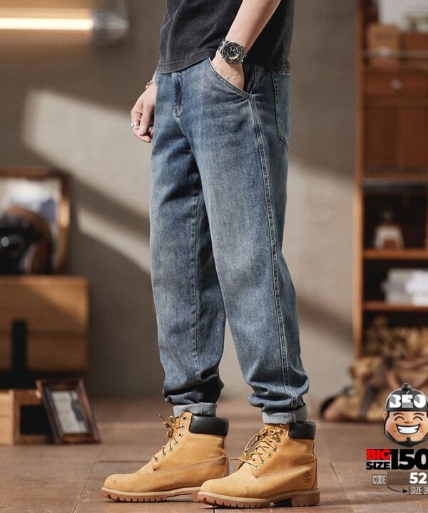 Quần dài jean thun wash bạc relaxed fit ống suông phong cách retro 7 Quần dài jean thun wash bạc relaxed fit ống suông phong cách retro 2