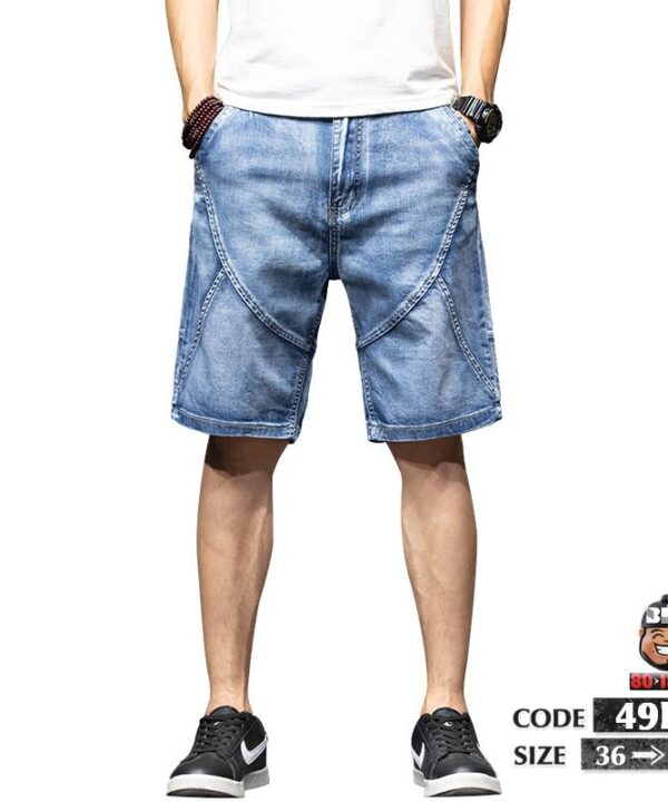 Quần ngắn jean kiểu chỉ nổi tạo khối wax khói 4