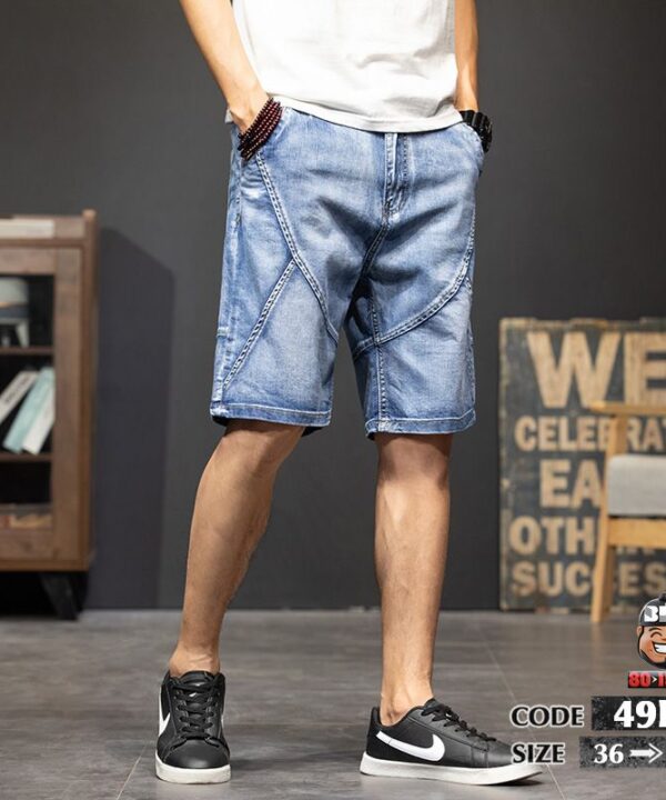 Alternative view of Quần ngắn jean kiểu chỉ nổi tạo khối wax khói