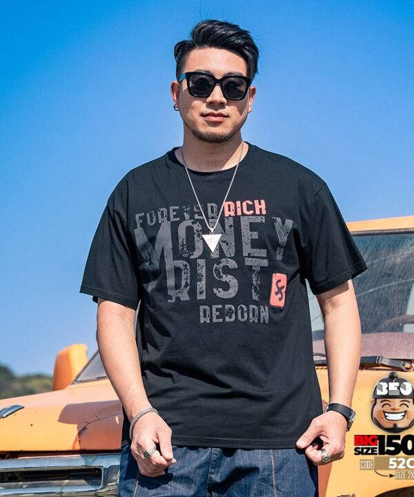 Áo thun tay ngắn in chữ Money Frist AL Rich trước và sau áo