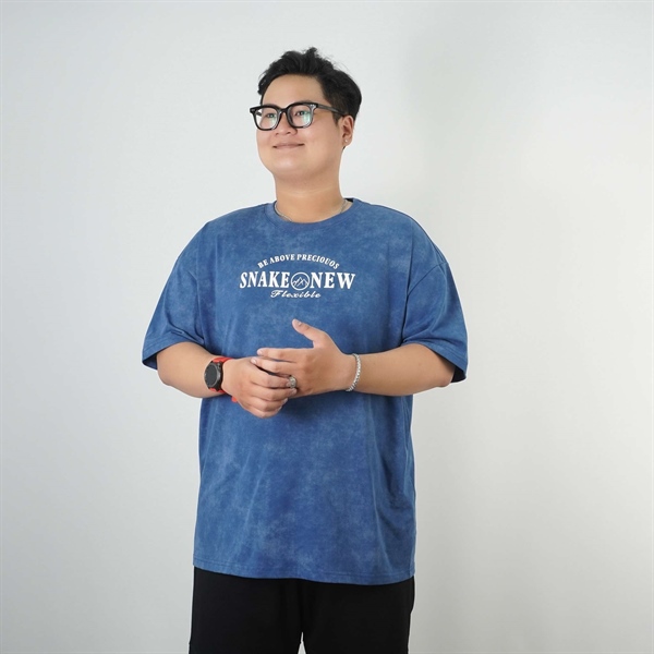 Áo thun tay ngắn cotton co giãn in chữ Snake New in fornt áo vintage style