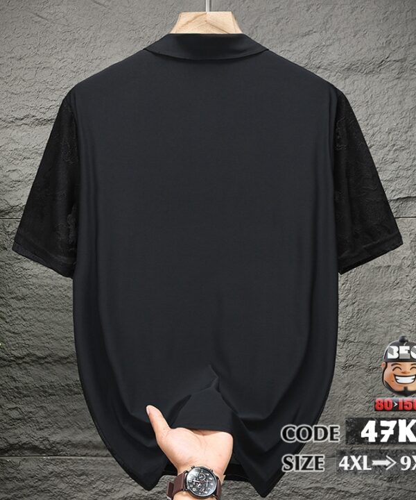 Alternative view of Áo thun polo vải fiber synthesis co giãn họa tiết rồng mây thêu ẩn