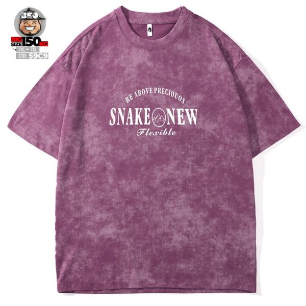 Áo thun tay ngắn cotton co giãn in chữ Snake New in fornt áo vintage style 1