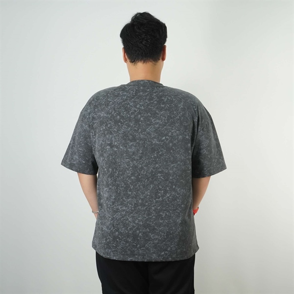 Áo thun tay ngắn cotton thick fabric nhuộm loang khói tay áoraglan phong cách Retro 4 Áo thun tay ngắn cotton thick fabric nhuộm loang khói tay áoraglan phong cách Retro - Ảnh 4