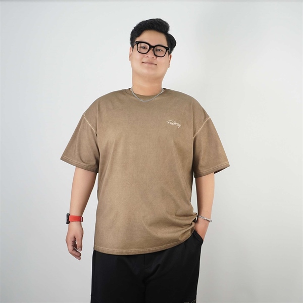 Áo thun tay ngắn cotton thick fabric in chữ friendly phong cách oldschool