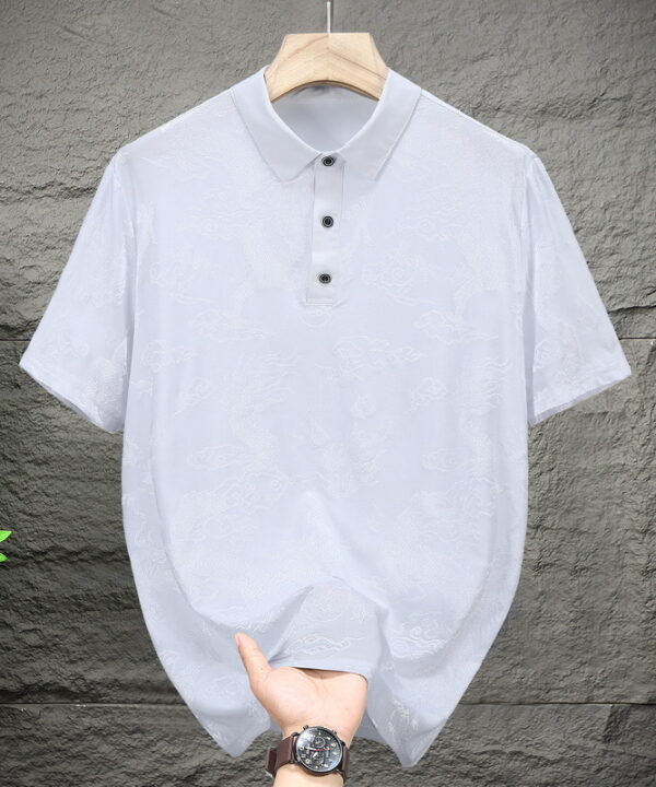 Áo thun polo vải fiber synthesis co giãn họa tiết rồng mây thêu ẩn 7 Áo thun polo vải fiber synthesis co giãn họa tiết rồng mây thêu ẩn 2