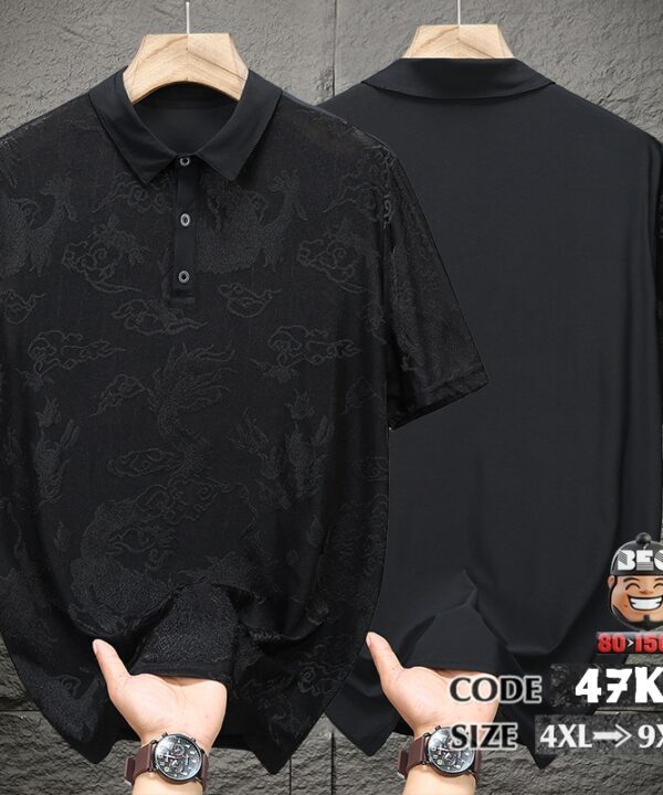 Áo thun polo vải fiber synthesis co giãn họa tiết rồng mây thêu ẩn 9 Áo thun polo vải fiber synthesis co giãn họa tiết rồng mây thêu ẩn 4