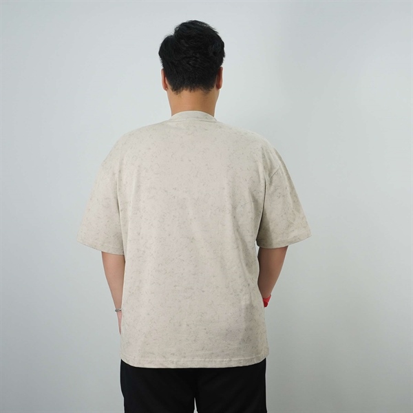 Alternative view of Áo thun tay ngắn cotton thick fabric nhuộm loang khói tay áoraglan phong cách Retro