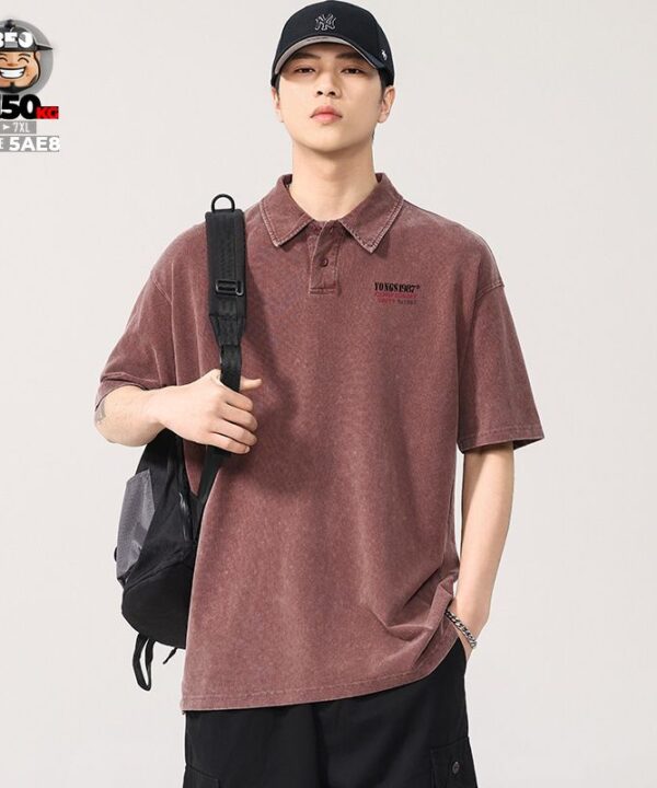 Alternative view of Áo thun tay ngắn Polo vải Pique cotton form rộng US classic style wash nhẹ cách điệu Unity 1987