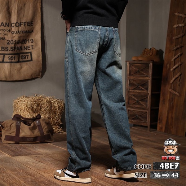 Alternative view of Quần dài jean thun ống suông kiểu túi vuông kể chỉ