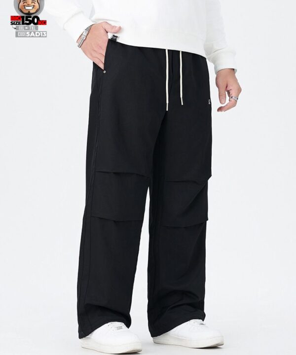 Alternative view of Quần dài thun polyester ống rộng phong cách tầng họa tiết thêu cá tính