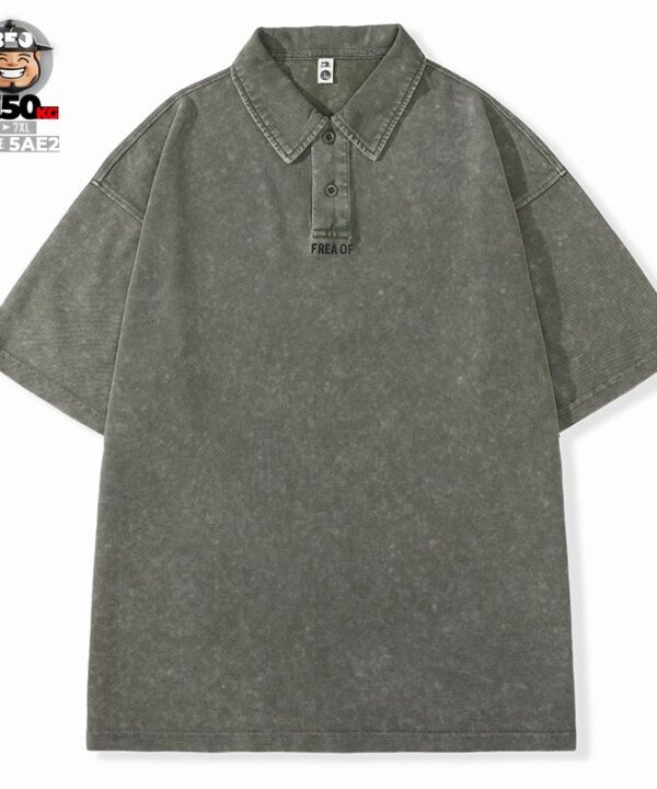 Áo thun tay ngắn Polo vải Pique cotton form rộng US classic style wash nhẹ cách điệu Frea Of 8 Áo thun tay ngắn Polo vải Pique cotton form rộng US classic style wash nhẹ cách điệu Frea Of 3